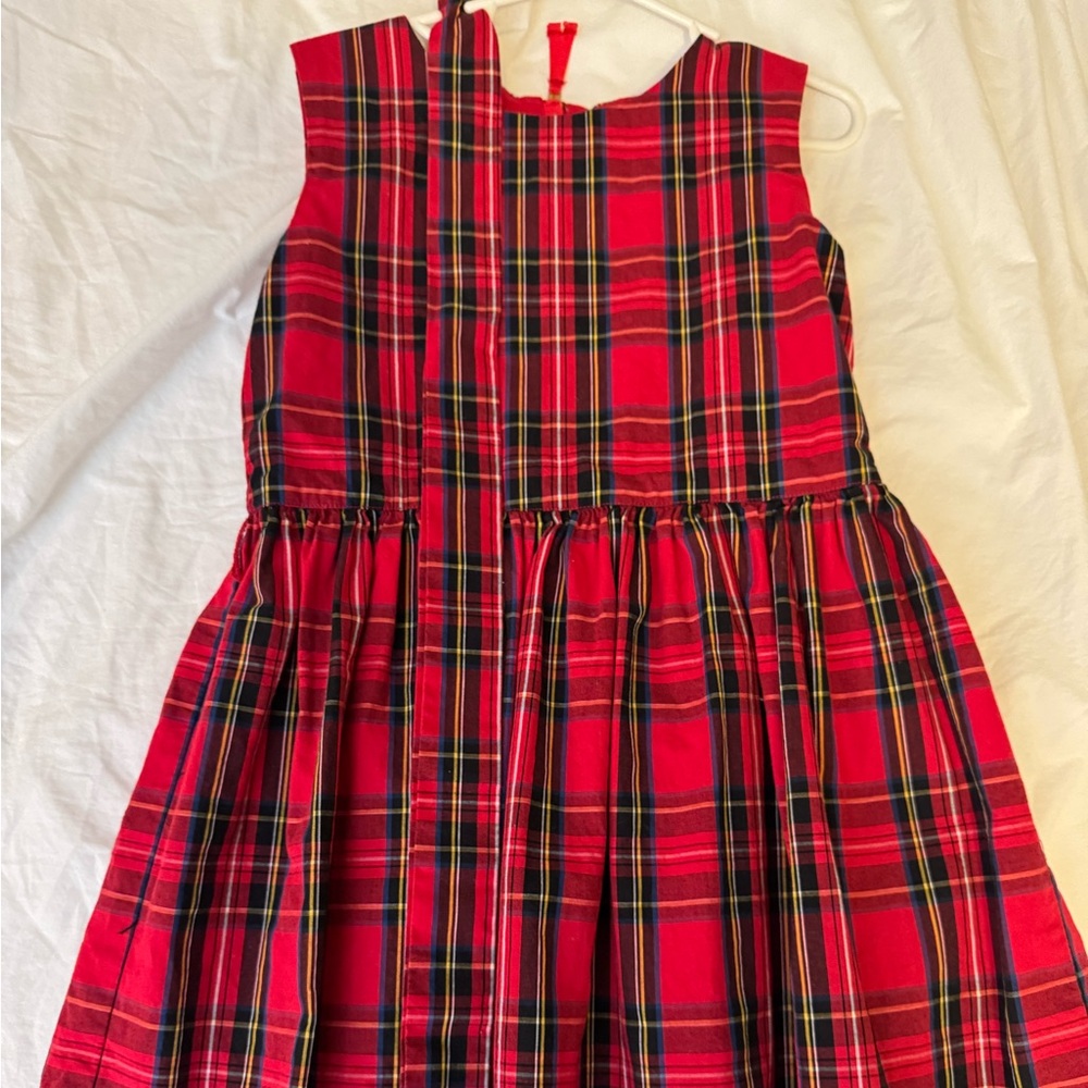 Crewcuts Red Plaid Sleeveless dress with tie sash. Size 7. Worn 3x